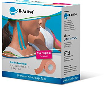 K-Active Kinesiologie Tape Classic BEIGE, wasserabweisend und hypoallergen, 50mm x 17 m, 1er Box