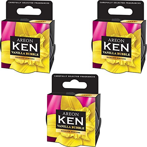 AREON Ken Désodorisant Voiture Vanille Bubble Gum Maison en Pot Couvercle Ventilé Réglable 3D (Vanilla Bubble Lot de 3)