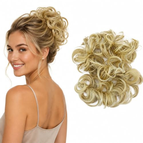 CAISHA XXL Posticcio Capelli Elastici Acconciature Da Sposa Voluminoso Riccio Chignon Biondo Chiaro Mix HW35