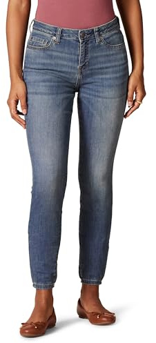 Amazon Essentials Jean Skinny Cintré, Taille Mi-Haute - couleurs abandonnées Femme, Délavé Moyen, 38