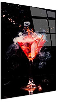 DECLINA – Tableau Mural Cocktail Rouge – Décoration Murale Cuisine Ambiance Gourmande – Impression HD Sur Verre Acrylique – Fabriqué En France