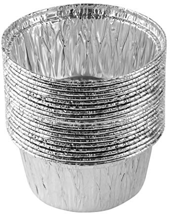 PLASTICPRO 3.5'' Inch Round Ramekins Muffin Cups Tin Foil Cupcake Pans Disposable Aluminum, Freezer & Oven Safe Pack of 20