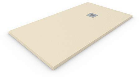 DUCHA-ES Plato Resina EXTRAPLANO. Textura Pizarra Antideslizante. Carga Mineral. 70X90CM Crema RAL: 1015