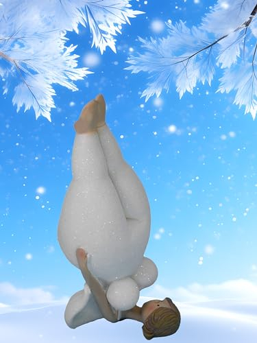 Pommerntraum ®| Dekofigur Yogaengel Yogafigur Engel beim Yoga Schutzengel Molly molliger Nana-Engel moppelige Frau beim Yoga Pilates Weiss mit Glitzer