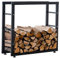 CLP Kaminholzständer Keri V2 I Aus Schwarzem Metall I Kaminholzregal Mit Bodenschonern I Stapelhilfe Für Brennholz, Farbe:schwarz, Größe:25x100x80 cm