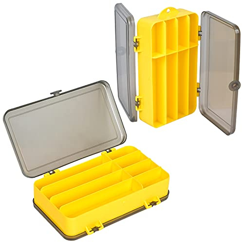 Caja Aparejos Pesca, Doble Caja de Almacenamiento de Pesca, Portátil Plástico Transparente Pesca Señuelo Cebo Contenedor Fishing Tackle Box Pequeños Accesorios de Pescaesorios de Pesca