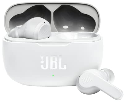 JBL Wave 200TWS – Écouteurs intra-auriculaires véritablement sans fil - Avec technologie Bluetooth et assistant vocal – Autonomie jusqu'à 25 hrs – Étui de recharge inclus - Blanc