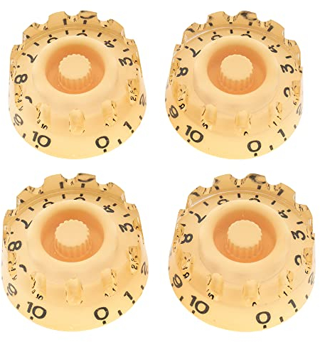 Musiclily Pro Metrische 18 Splines Zylinderform Potiknopfe Coarse-Knurled Speed Knobs für Epiphone Les Paul SG E-Gitarre, Creme (4er Set)