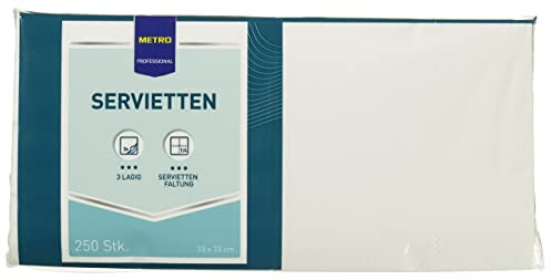 METRO Professional Servietten 33 x 33 cm Weiß 1/4 Falz 3 lagig - 250 Stück