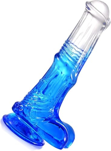 18,5 CM Petit Gode Transparent Bleu,Ventouse Godemichés