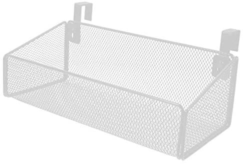 Cabilock Metallgitter Wandregal Weiß - Stabiler Aufbewahrungskorb mit Hängevorrichtung für Bett, Nachttisch und Büro, Hängendes Regal für Bücher, Kosmetik, Fernbedienungen (Ohne Bohren)