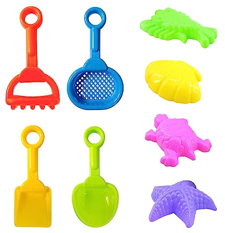 TAFACE 8-teiliges Strandspielzeug für Kinder, Sandkastenspielzeug, Sandgitter, Ozeanform, Sandform, Meerestiere, Sandspielwerkzeug, Strandschaufel