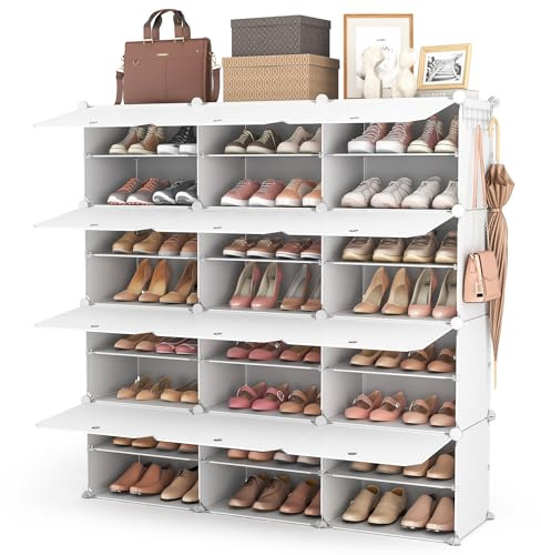 Vicye Scarpiera organizer a 8 ripiani, 48 paia di scarpiere, organizer portatile, scarpiera Migliorare l'utilizzo dello spazio, per armadio, ingresso, camera da letto, corridoio (bianco, 3 x 8)