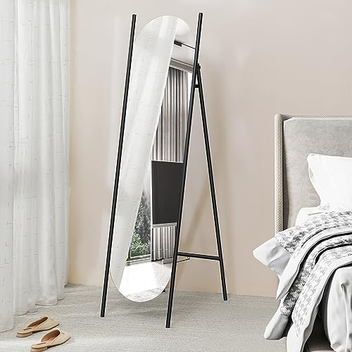 [en.casa] Standspiegel Fardella Ganzkörperspiegel 140 x 36 cm Ankleidespiegel Schwarz bodenstehend aus Metall