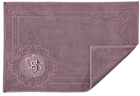 ASTREA TEXTILES Badematte – Badteppich für Badezimmer – Bodenteppich aus 100 % Baumwolle – Waschbarer Duschteppich (Pflaume)