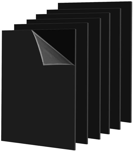 HEIHAK 6 Pcs A3 Black Perspex Sheet, 2mm Thick Acrylic Sheet with Protective Film for Printing, Crafts, Painting, Display, Picture Frame