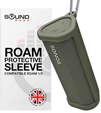 Sound Bass Heavy Duty Protective Silicone Carrying Case for Sonos Roam 2 | Green | Now Includes Bluetooth Button for Roam2 | Protect Your Wireless Bluetooth Speaker Using This Cover/Sleeve