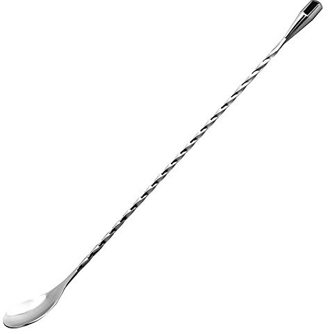 Janasiba Lot de 12 cuillères à mélanger en acier inoxydable - Motif spirale - Pour bar et cocktail