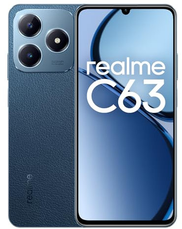 realme C63 Smartphone 8+256 GB, Corpo Sottile e Leggero da 7,74 mm, Display 90 Hz, Fotocamera AI da 50MP, Batteria da 5000 mAh, Ricarica Rapida SUPERVOOC, Doppia SIM, Blu