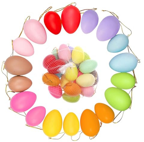 RYAN 36 Pezzi Decori Pasquali Uova Finte per Galline Colorate Decorazioni Dipinte Artigianato Fai-da-Te Ornamenti da Appendere per Decorazioni Pasquali