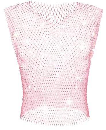 GENEMEN Mesh strass toppar fisknät linne sexig skuren skjorta rave genomskinlig väst
