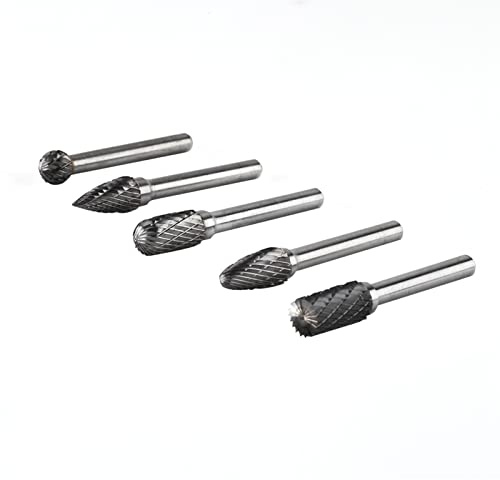 Jeffergarden Lot de 5 Fraises Rotatives en Acier au Tungstène, Fraises Rotatives Durables à Double Rayures, Parfaites pour la Finition Métallique et Non Métallique dans les Projets d'art et