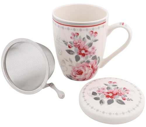 sarcia.eu Juego de té: Taza de porcelana con infusor y tapa para hierbas - envasado en caja de regalo 340 ml (C)