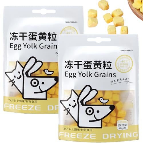 2PCS Pets Natural Freeze-Dried Egg Yolk Freeze,Dried Egg Yolk Particles Rich in Nutrients and Protein,Natural Cat & Dog Training Snacks and Dental Chews,Fresh Quail Egg Yolk,Pet Treats for Dogs & Cats