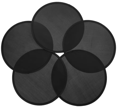 Ventilador Redondo Plegable de Mano para Baile y Fotografía, 5 Piezas | Portátil, Ligero y Plegable para Verano, Diseño Negro Plástico y Tela, Uso Decorativo