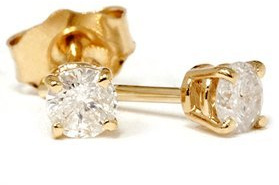 Pompeii 1/4ct Round Cut Diamond Studs Earrings 14K Gold
