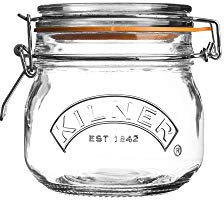 Kilner Round Clip Top Jar 0.5 Litre (500ml) Airtight Glass Storage Jar for Preserving Jams Chutneys Dry Foods Reusable