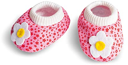 Heless 1947 - Schuhe für Puppen, mit weiß-gelber Blumenapplikation, rosa, Größe 28 - 35 cm