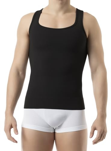 Farmacell 418 (Black, L) Camiseta Reductora Control de Abdomen y Pecho Hombre, Algodón, Made in Italy