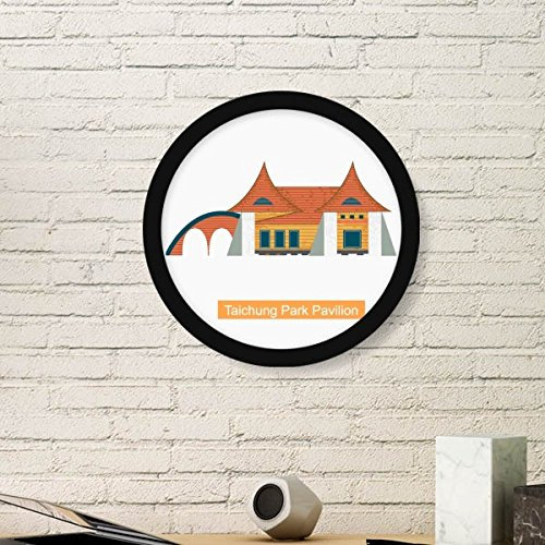 DIYthinker Taiwan Attractions Taichung Park Pavilion Round Picture Frame Art Prints Of Paintings Home Wall Decal Gift Large Black