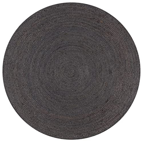 vidaXL Teppich Handgefertigt Kurzflor Wohnzimmerteppich Juteteppich Handwebteppich Läufer Schlafzimmer Flur Geflochtene Jute Rund 90cm Dunkelgrau