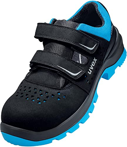 Uvex 2 xenova Sandale, Sicherheitsschuhe S1P SRC, Arbeitsschuhe für Herren, Schwarz/Blau, Größe 42