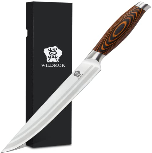 WILDMOK Coltello per affettare da 21 cm - Acciaio tedesco - Coltello da carne con manico ergonomico in Pakkawood