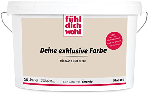 derendo Fühl Dich Wohl Deine Farbe braun, matte Wandfarbe braun, hohe Deckkraft, verschiedene Brauntöne zur Auswahl (2,5l, Cookie)