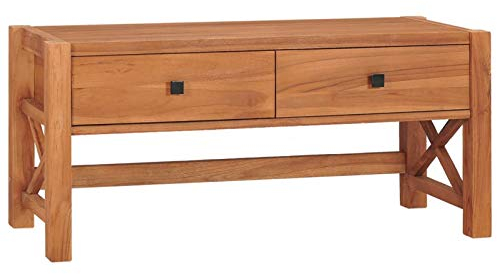 Tidyard TV-skåp med 2 lådor lågbord TV-möbler bord sideboard TV-bord TV-skåp Hi-Fi-skåp 100 x 40 x 45 cm, TV-ställ träbord, återvunnet teak trä, plywood