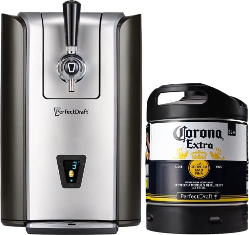 PerfectDraft Pro – Pack Tireuse À Bière + 1 Fût Corona 6L – Machine Pression À Domicile – Refroidissement À 3°C – 30 Jours Fraîcheur – Écran LED Température – Idée Cadeau Amateur Bière