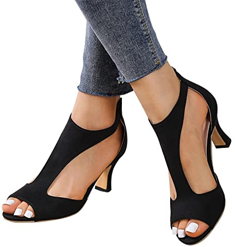 tinbarry Sandales à Talons pour Femmes Chaussures d'été Peeptoe Sandales à Talons Hauts Sandales Romaines élégantes avec Fermeture à glissière Chaussures de soirée Bouche de Poisson d'été
