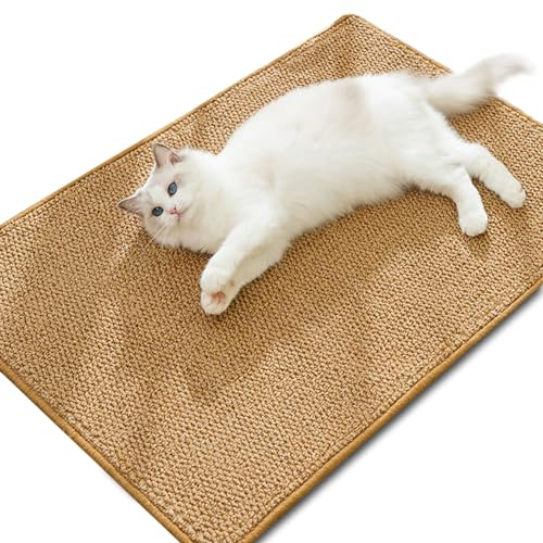 JurciCat Kratzmatte Katze Sisal Teppich Katzen Kratzbrett Wand Kratzteppich Katze für Wand und Ecke Katzenkratzer für Innenkatzen Braun (40x60cm)