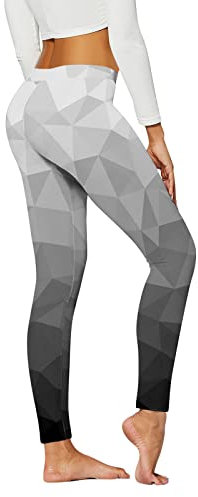 Damen Casual Tights Sports Yoga Leggings mit geometrischem Muster bunt Leichtathletik Damen, Schwarz , M
