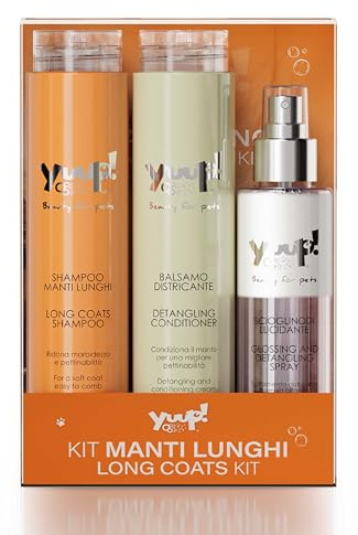 YUUP! – KIT Poils Longs | Shampoing Poils Longs, Après-shampooing démêlant et Spray demelant lustrant,Pet kit pour Chiens et Chats à Poil Long