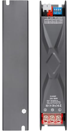 YAYZA! Transformador LED 24V 60W, Controlador IP20 230V a 24V 2.5A, Alimentador de Corriente Continua Baja Voltaje para Bombillas LED (Cuatro Niveles)