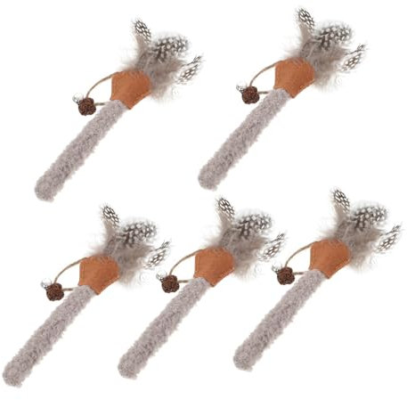 Milisten 5stücke Katzenkauspielzeug Für Zahnpflege Interaktive Katzenangel Mit Federanhänger Aktivität Und Stressabbau Für Katzen Und Kätzchen