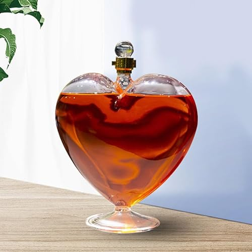 ikappy 500/1000ml bottiglia di vino a forma di cuore sigillata, Decanter di vino creativo per home bar