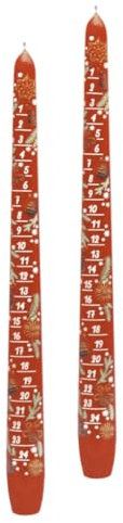 2 Stück Adventskalenderkerze lackiert rot Ø 22 x H 290 ' 24 Tage Kerze' Weihnachtskerze Adventskalender