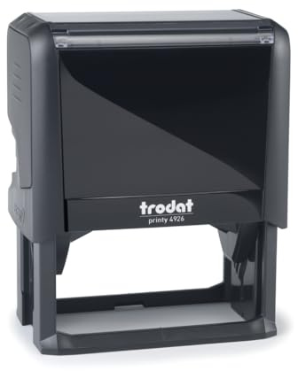 Trodat Printy 4926 - Tampon Encreur Professionnel Automatique 8 lignes À Personnaliser - Empreinte 75 x 38 mm Offerte (Noir)