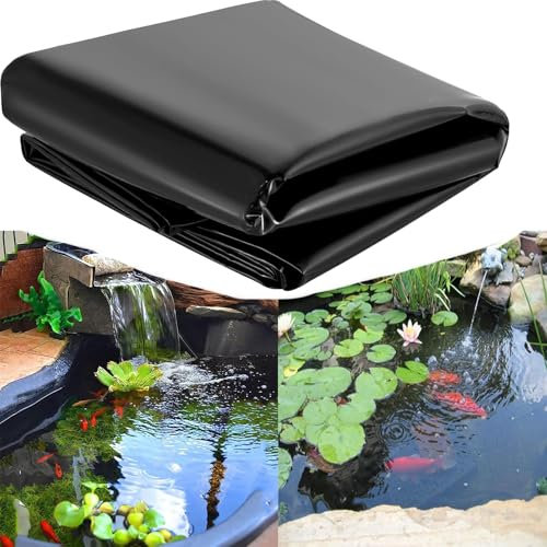 Telo Laghetto PVC, Grande Rivestimento per Laghetti, Fodera per Laghetto Nero HDPE, Flessibile laghetto da Giardino per ruscelli Fontane Cascata(5 * 4m)